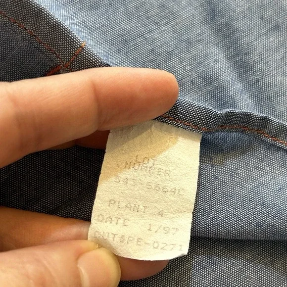 Vintage 90's Big Mac Blue Shirt Chambray Work Wear Pearl Snap Size 2XL Big USA - Picture 9 of 15